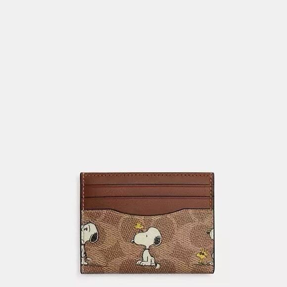 Coach X Peanuts Slim Id Card Case In Signature Canvas With Snoopy Print CBK55 - Picture 5 of 7